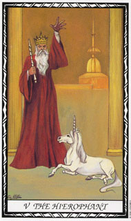 The Hierophant in the deck Unicorn Tarot