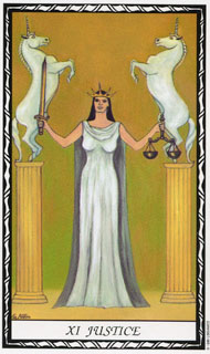 Justice  in the deck Unicorn Tarot