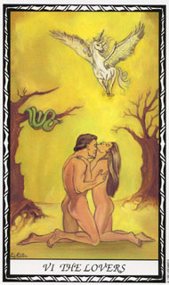 The Lovers in the deck Unicorn Tarot