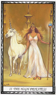 The High Priestess in the deck Unicorn Tarot