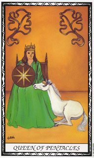 Queen of Pentacles in the deck Unicorn Tarot