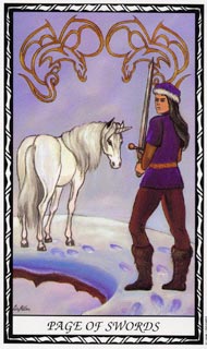 Page of Swords in the deck Unicorn Tarot