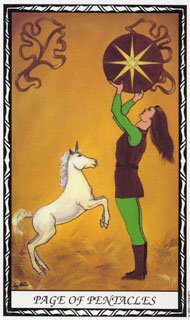 Page of Pentacles in the deck Unicorn Tarot