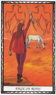 Page of Wands in the deck Unicorn Tarot