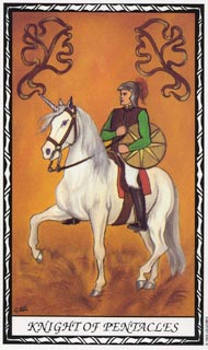 Knight of Pentacles in the deck Unicorn Tarot