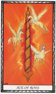 Ace of Wands in the deck Unicorn Tarot