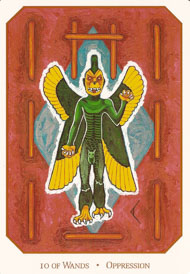 Ten of Wands in the deck Babylonian Tarot