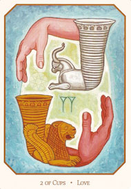 Two of Cups in the deck Babylonian Tarot