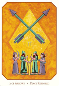 Two of Swords in the deck Babylonian Tarot