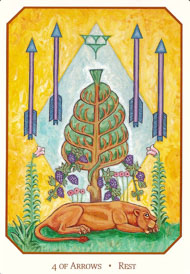 Four of Swords in the deck Babylonian Tarot