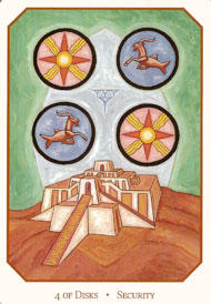 Four of Pentacles in the deck Babylonian Tarot