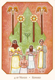 Four of Wands in the deck Babylonian Tarot