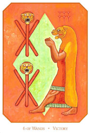 Six of Wands in the deck Babylonian Tarot