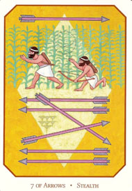 Seven of Swords in the deck Babylonian Tarot