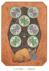 Seven of Pentacles in the deck Babylonian Tarot