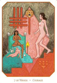 Seven of Wands in the deck Babylonian Tarot