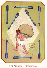 Eight of Swords in the deck Babylonian Tarot