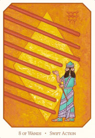 Eight of Wands in the deck Babylonian Tarot