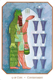 Nine of Cups in the deck Babylonian Tarot