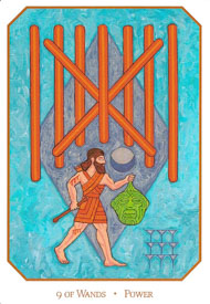 Nine of Wands in the deck Babylonian Tarot