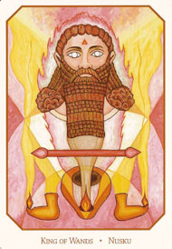 Knight of Wands in the deck Babylonian Tarot