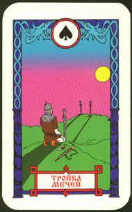 Three of Swords in the deck Vedic Tarot