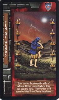 Ten of Wands in the deck Lord of the Rings Tarot