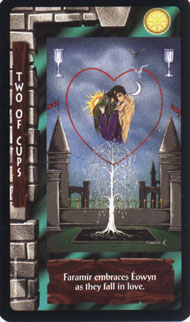 Two of Cups in the deck Lord of the Rings Tarot