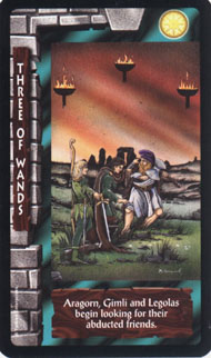 Three of Wands in the deck Lord of the Rings Tarot