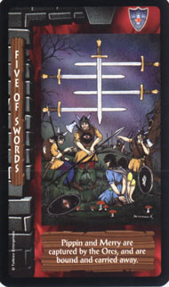 Five of Swords in the deck Lord of the Rings Tarot