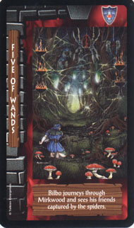 Five of Wands in the deck Lord of the Rings Tarot