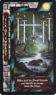 Six of Swords in the deck Lord of the Rings Tarot