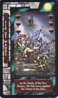 Six of Wands in the deck Lord of the Rings Tarot