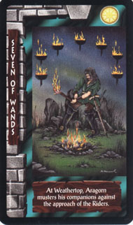 Seven of Wands in the deck Lord of the Rings Tarot