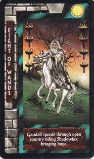 Eight of Wands in the deck Lord of the Rings Tarot