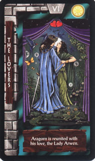 The Lovers in the deck Lord of the Rings Tarot