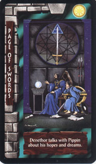 Page of Swords in the deck Lord of the Rings Tarot