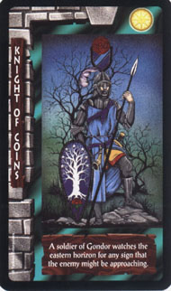 Knight of Pentacles in the deck Lord of the Rings Tarot