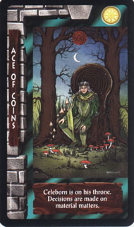 Ace of Pentacles in the deck Lord of the Rings Tarot