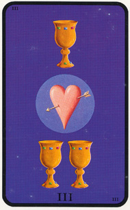 Three of Cups in the deck Witches Tarot