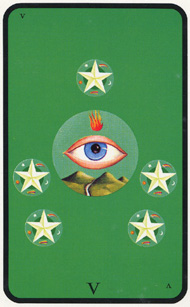 Five of Pentacles in the deck Witches Tarot