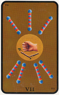 Seven of Wands in the deck Witches Tarot