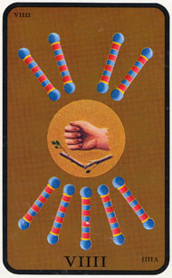 Nine of Wands in the deck Witches Tarot