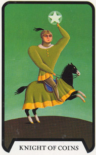 Knight of Pentacles in the deck Witches Tarot