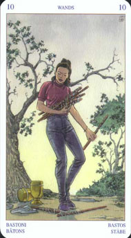 Ten of Wands in the deck Pagan Tarot