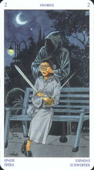 Two of Swords in the deck Pagan Tarot