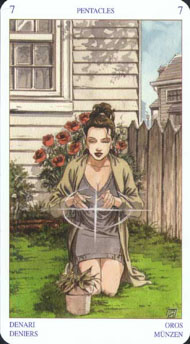 Seven of Pentacles in the deck Pagan Tarot