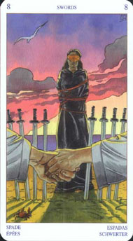 Eight of Swords in the deck Pagan Tarot