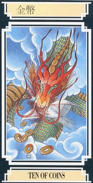 Ten of Pentacles in the deck Golden Dragon Tarot