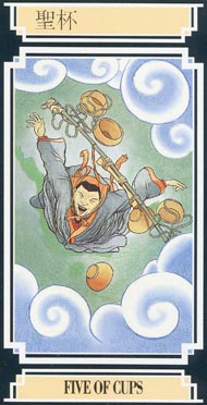 Five of Cups in the deck Golden Dragon Tarot